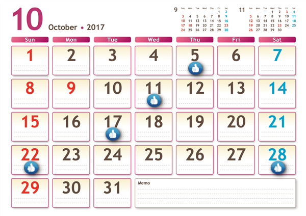 10月のカレンダー