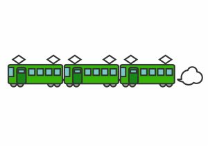 緑の色の電車