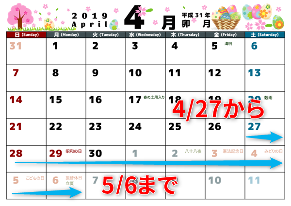 GWウィーク2019年の期間