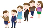 行列に並ぶ人
