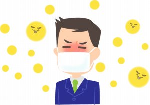 マスクをかけた花粉症のサラリーマン