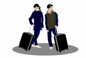 男女の旅行者
